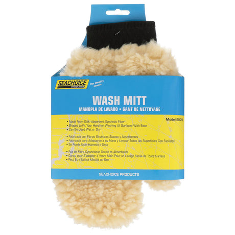Seachoice Wash Mitt, Synthetic Fibers, Fits Like a Glove, Use Wet Or Dry