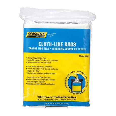 Seachoice Cloth-Like Rags for Heavy Duty Clean Up, 10 in. X 11 in., Bag of 100