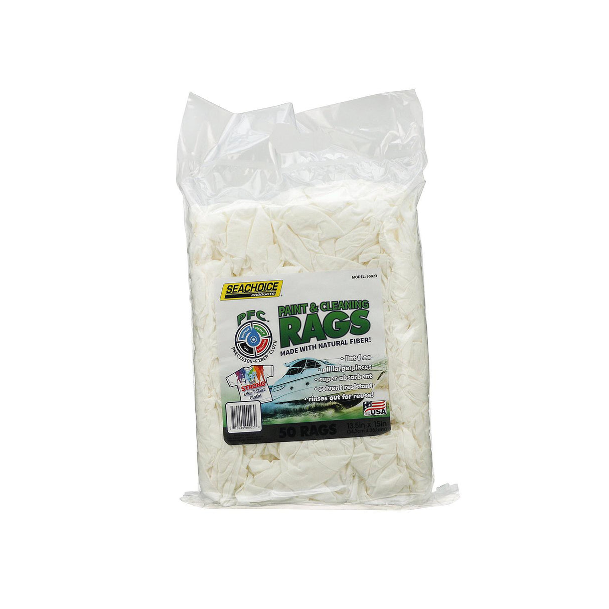 Seachoice Lint-Free Paint and Cleaning Rags, 13-1/2 In. X 15 In., Bag of 50