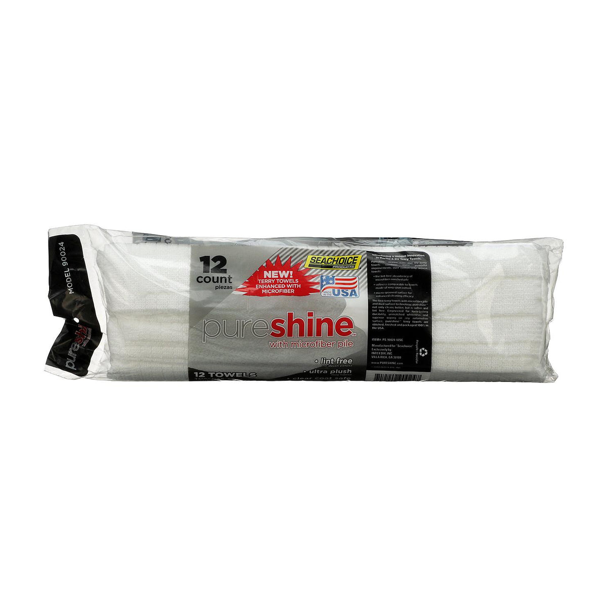Seachoice 90024 Pureshine Terry Towels Enhanced w/ Microfiber, 14 In. X 16 In., Pack of 12 Towels