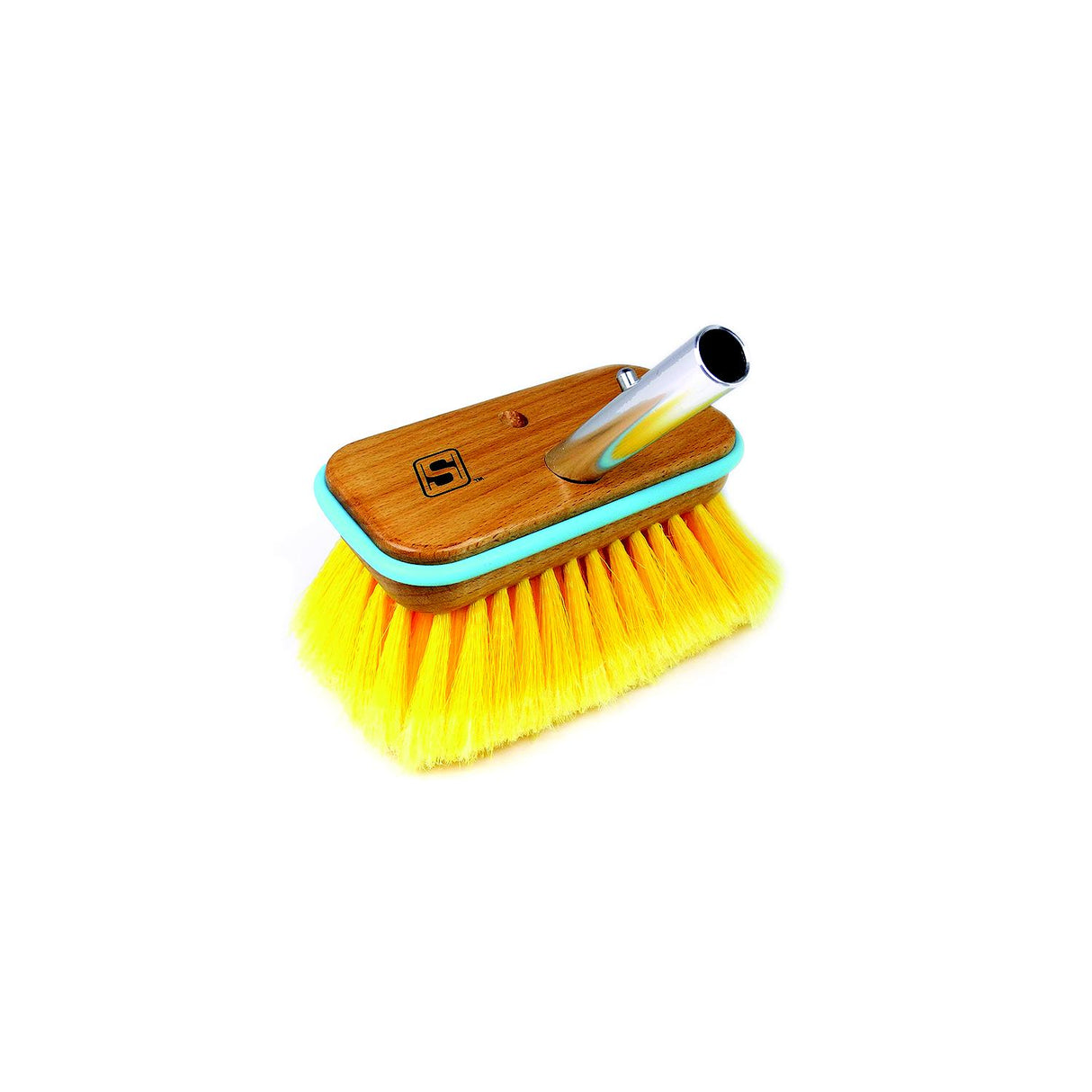 Seachoice 90451 Deck Brush with Bumper - Wood, Size: 6", Soft (Yellow Poly)