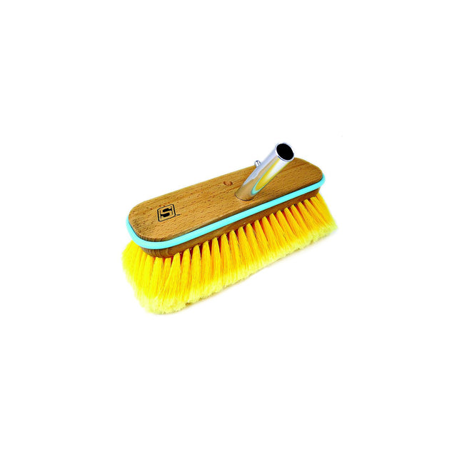 Seachoice 90463 Deck Brush with Bumper - Wood, Size: 10", Soft (Yellow Poly)