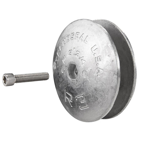 Seachoice 95607 Rudder & Trim Tab Anode w/Allen Screw, Aluminum, Model R3, Size 3-3/4" dia. x 1/2"