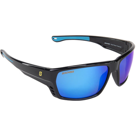 Seachoice 98800 "Reef Rider" Polarized Sunglasses, Frame: Shiny Black, Lens: Blue Mirror
