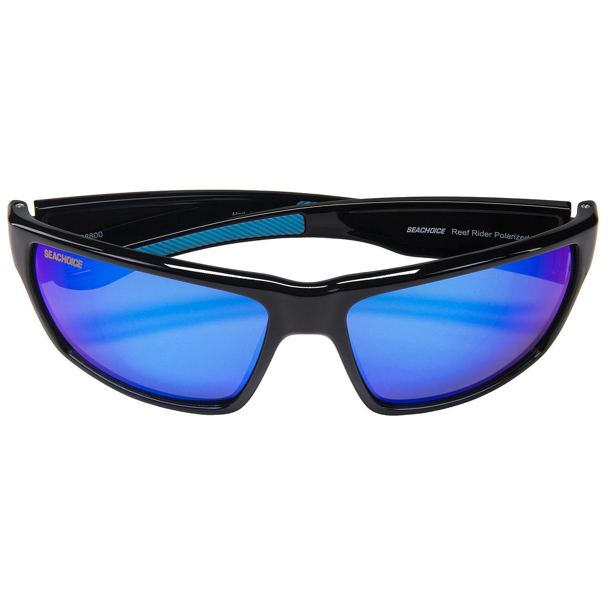 Seachoice 98800 "Reef Rider" Polarized Sunglasses, Frame: Shiny Black, Lens: Blue Mirror
