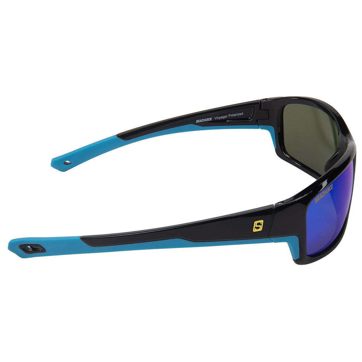 Seachoice 98803 "Voyager" Polarized Sunglasses, Frame: Shiny Black, Lens: Blue Mirror