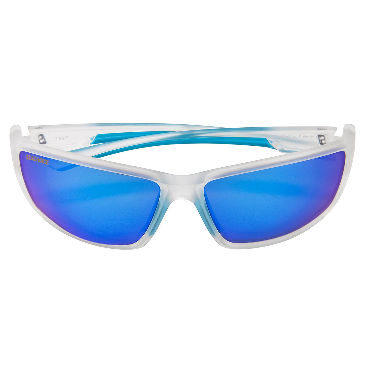 Seachoice 98807 "Seaspray" Polarized Sunglasses, Frame: Matte Clear, Lens: Blue Mirror
