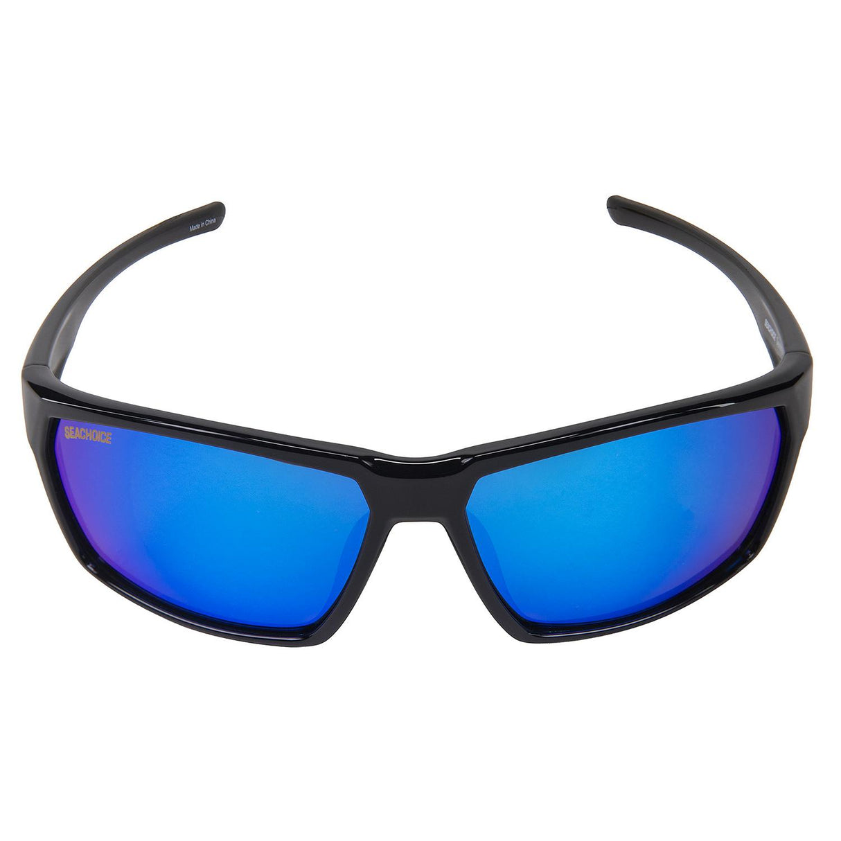 Seachoice 98810 "Sentry" Polarized Sunglasses, Frame: Shiny Black, Lens: Blue Mirror