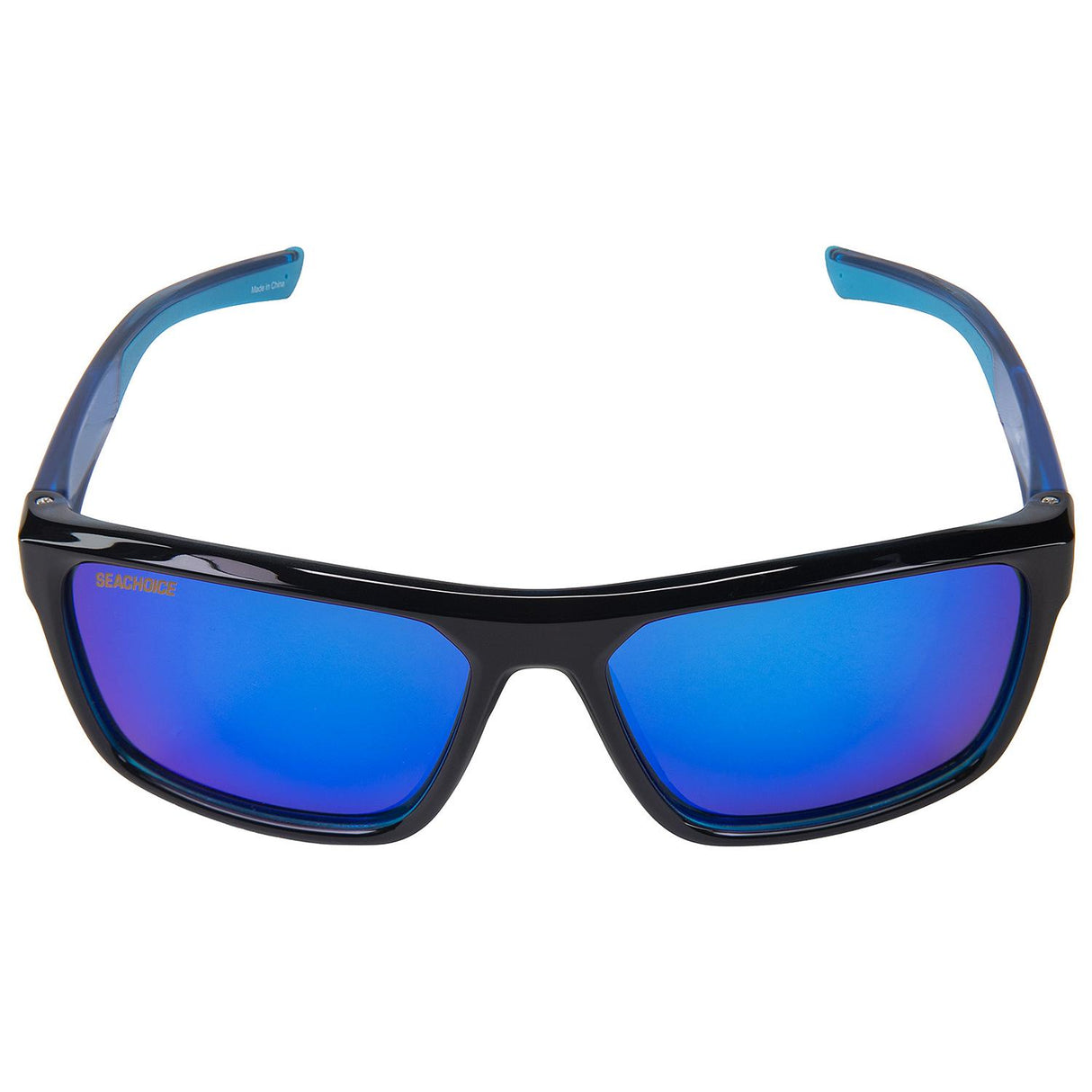 Seachoice 98813 "Navigator" Polarized Sunglasses, Frame: Shiny Black/Black Backspray, Lens: Blue Mirror