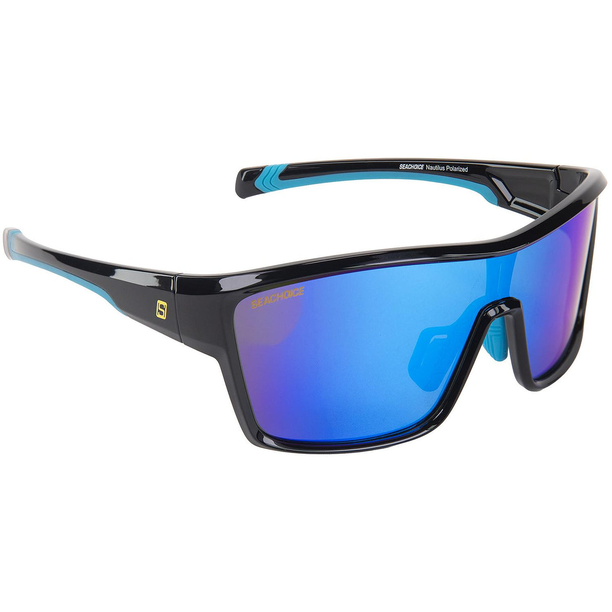 Seachoice 98817 "Nautilus" Polarized Sunglasses, Frame: Shiny Black, Lens: Blue Mirror