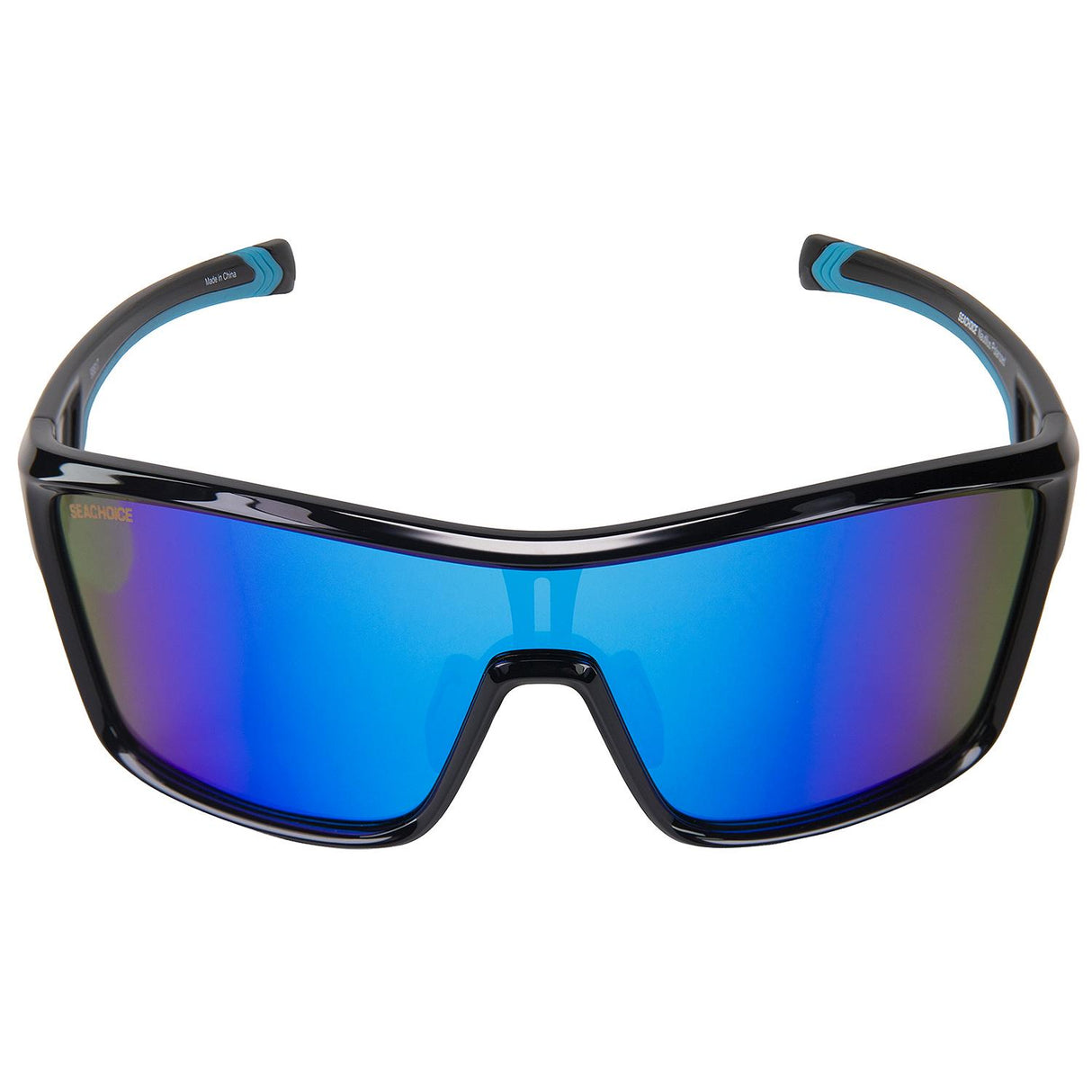 Seachoice 98817 "Nautilus" Polarized Sunglasses, Frame: Shiny Black, Lens: Blue Mirror