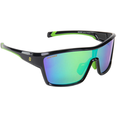 Seachoice 98818 "Nautilus" Polarized Sunglasses, Frame: Shiny Black, Lens: Green Mirror