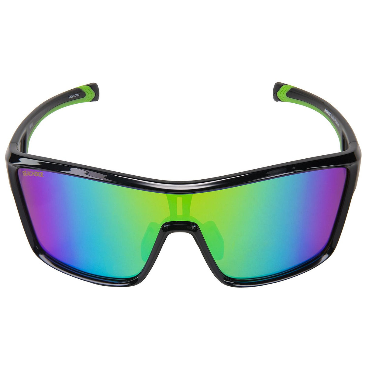 Seachoice 98818 "Nautilus" Polarized Sunglasses, Frame: Shiny Black, Lens: Green Mirror