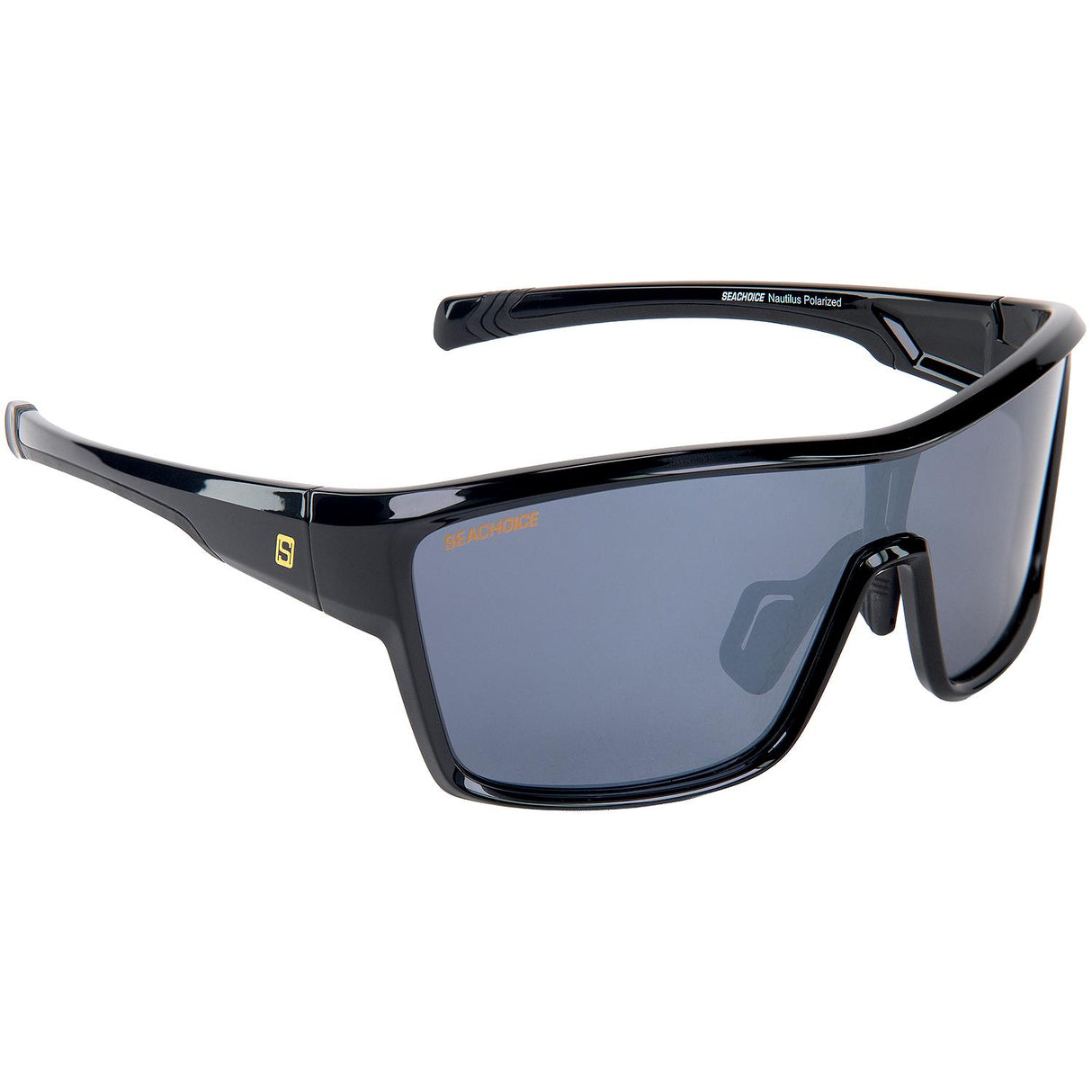 Seachoice 98819 "Nautilus" Polarized Sunglasses, Frame: Shiny Black, Lens: Full Silver Mirror