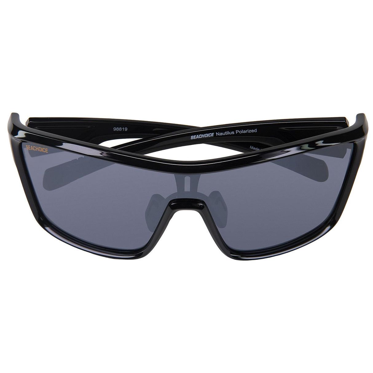 Seachoice 98819 "Nautilus" Polarized Sunglasses, Frame: Shiny Black, Lens: Full Silver Mirror