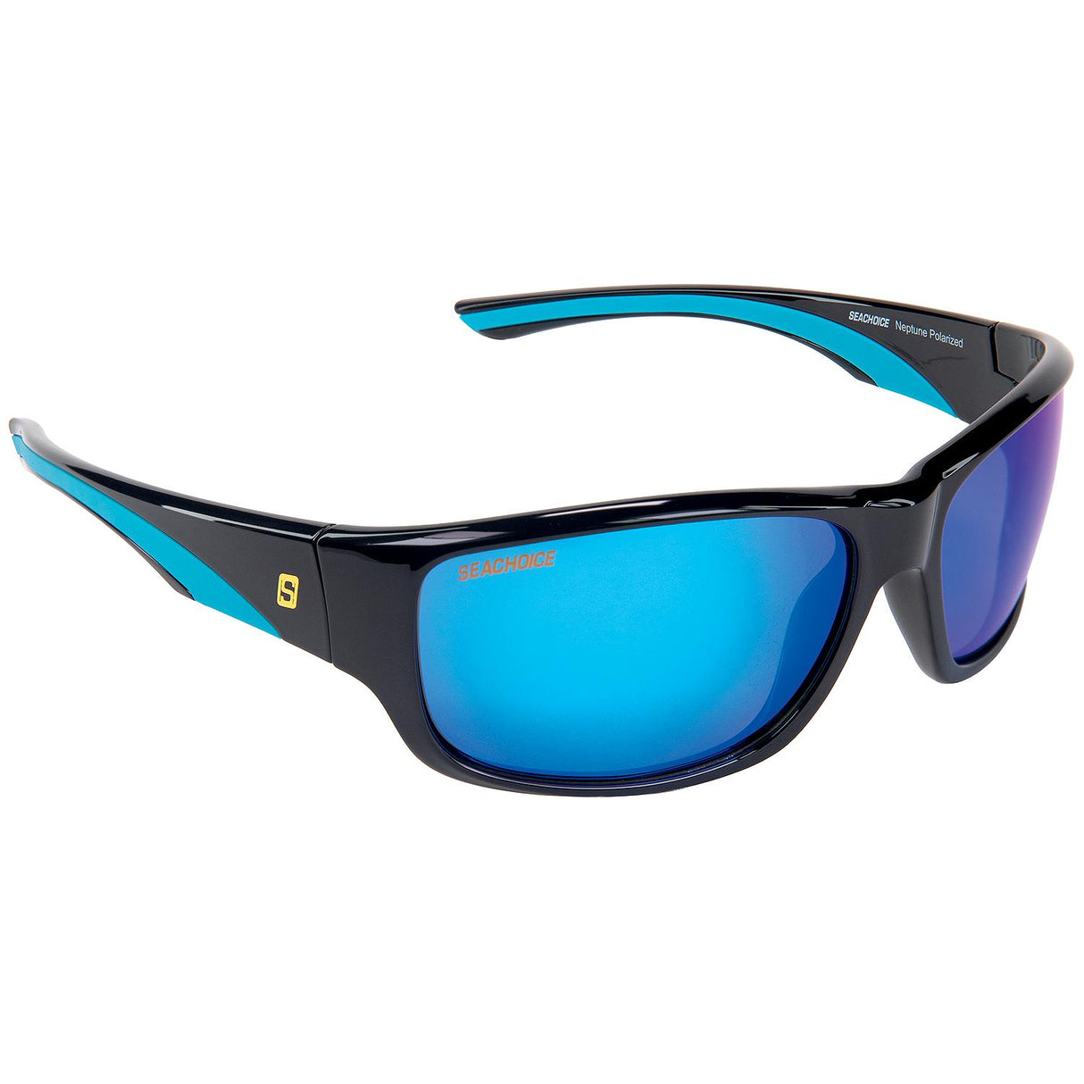 Seachoice 98820 "Neptune" Polarized Sunglasses, Frame: Shiny Black, Lens: Blue Mirror