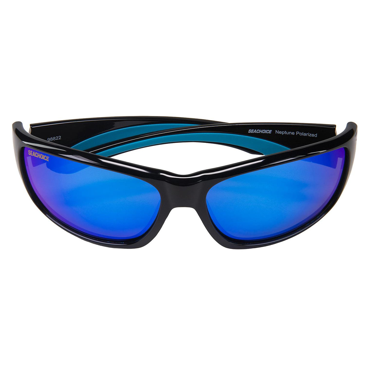 Seachoice 98820 "Neptune" Polarized Sunglasses, Frame: Shiny Black, Lens: Blue Mirror