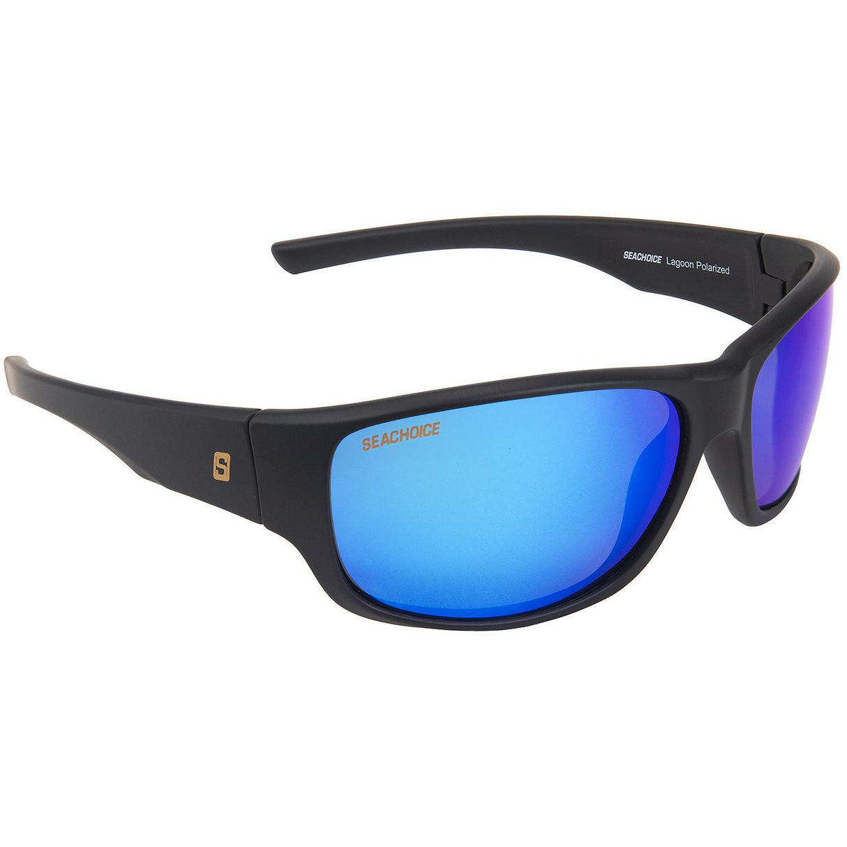 Seachoice 98825 "Lagoon" Polarized Sunglasses, Frame: Matte Black, Lens: Green Mirror