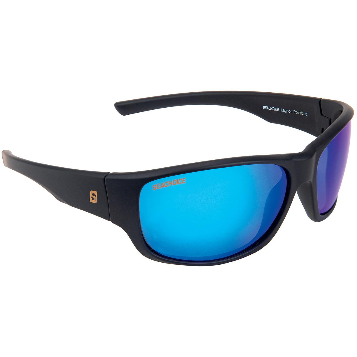 Seachoice 98825 "Lagoon" Polarized Sunglasses, Frame: Matte Black, Lens: Green Mirror