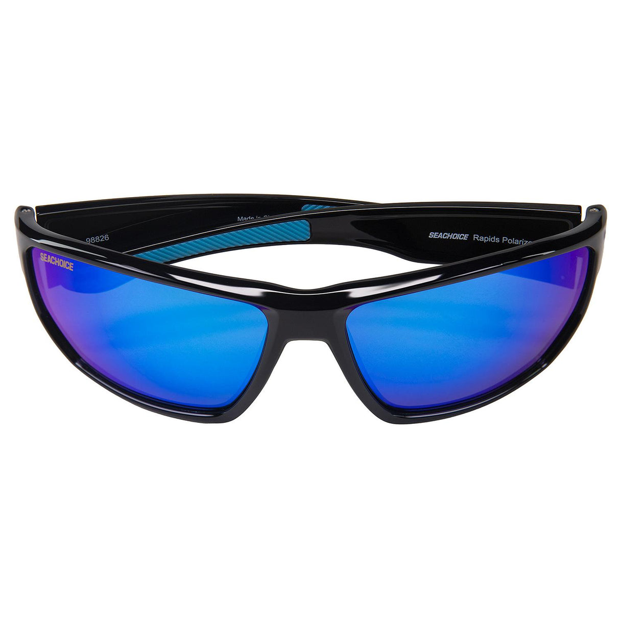 Seachoice 98826 "Rapids" Polarized Sunglasses, Frame: Shiny Black, Lens: Blue Mirror