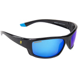 Seachoice 98831 "Cascades" Polarized Sunglasses, Frame: Shiny Black, Lens: Blue Mirror