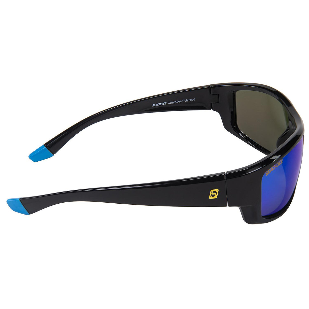 Seachoice 98831 "Cascades" Polarized Sunglasses, Frame: Shiny Black, Lens: Blue Mirror