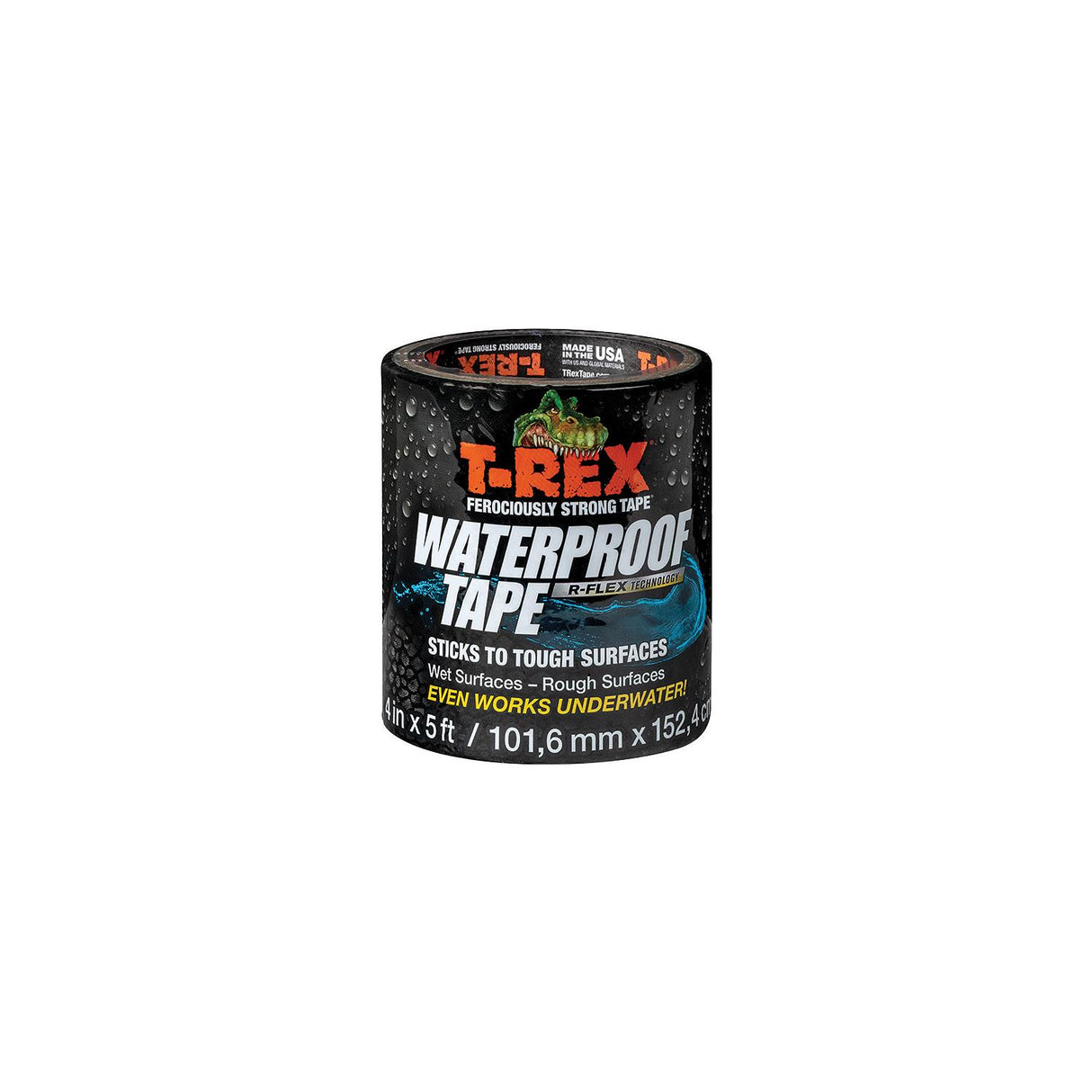 Shurtape 285987 T-Rex® Waterproof Repair Tape, 4" W x 5' L, Black