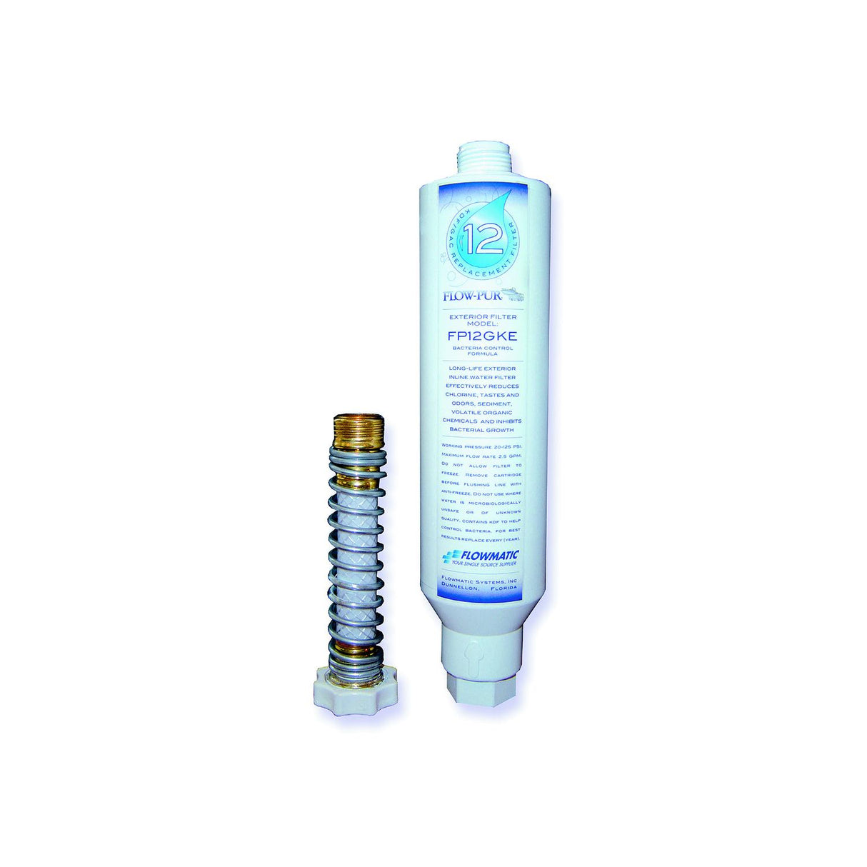Flow-Pur FP12GKE RV Inline Exterior Water Filter with Garden Hose Fittings