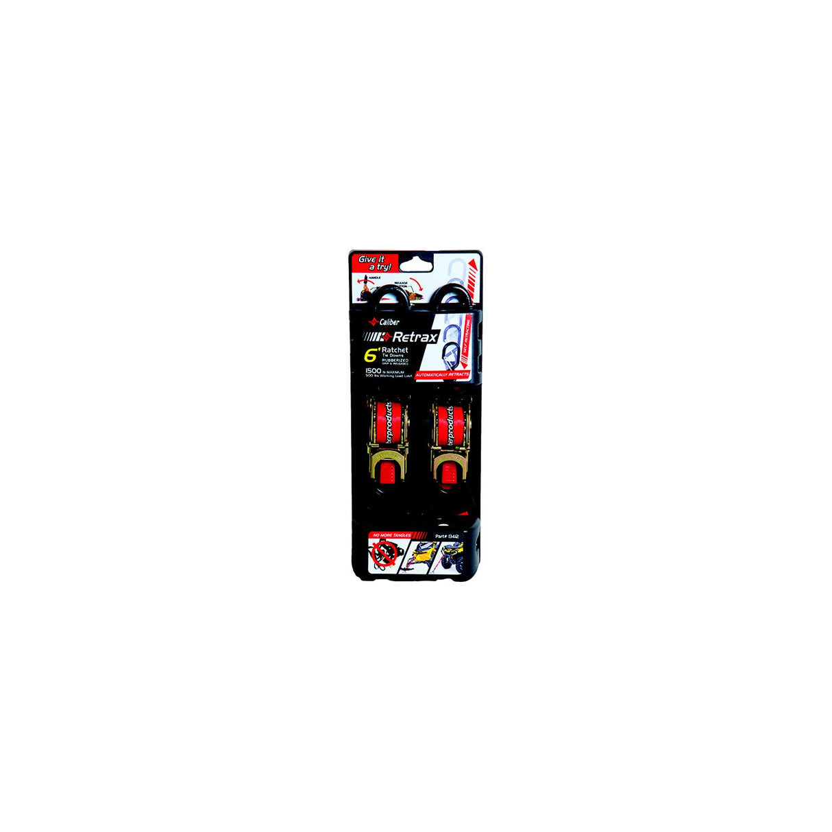 Caliber 13412 Auto Retractable Strap, 1" x 6", 1 pr.