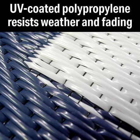FulTyme RV 6064 Outdoor Patio Mat, Blue/White, 6' x 9'