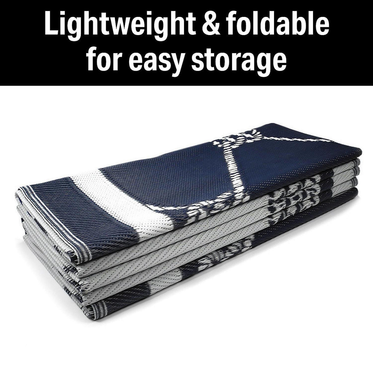 FulTyme RV 6064 Outdoor Patio Mat, Blue/White, 6' x 9'