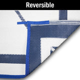 FulTyme RV 6064 Outdoor Patio Mat, Blue/White, 6' x 9'