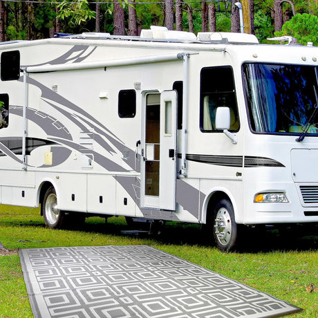 FulTyme RV 6067 Outdoor Patio Mat, Grey/Light Tan, 6' x 9'