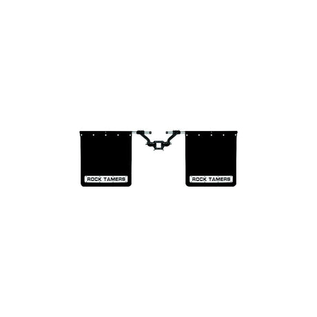 Rock Tamers 00110 Matte Black Adjustable 24" x 24" Rubber Mudflap System & Stainless Steel Trim Plates for 2-1/2" Receiver