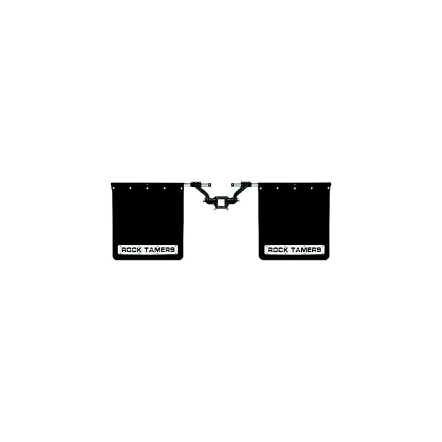 Rock Tamers 00110 Matte Black Adjustable 24" x 24" Rubber Mudflap System & Stainless Steel Trim Plates for 2-1/2" Receiver