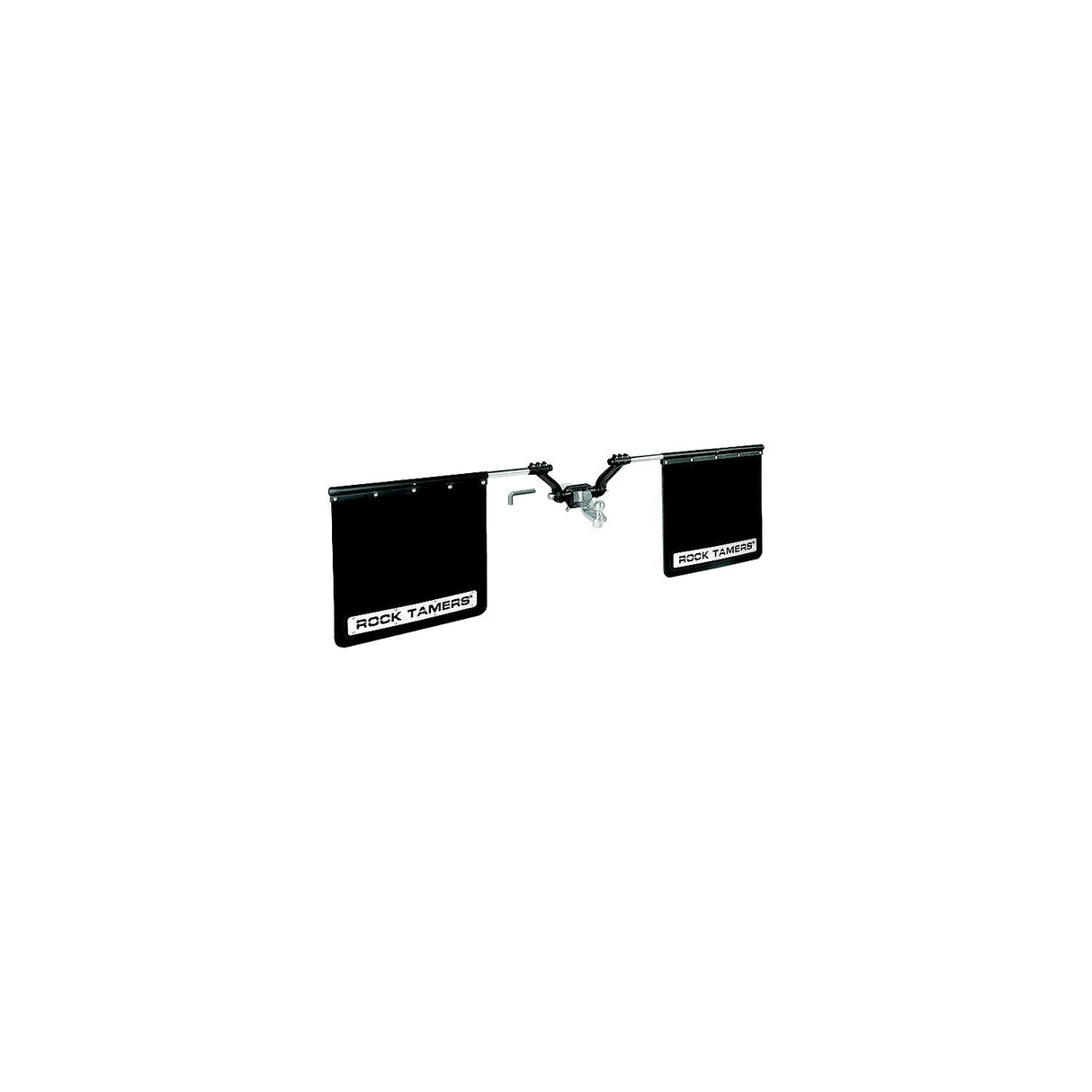 Rock Tamers 00112 Matte Black Adjustable 24" x 24" Rubber Mudflap System & Stainless Steel Trim Plates for 3" Receiver