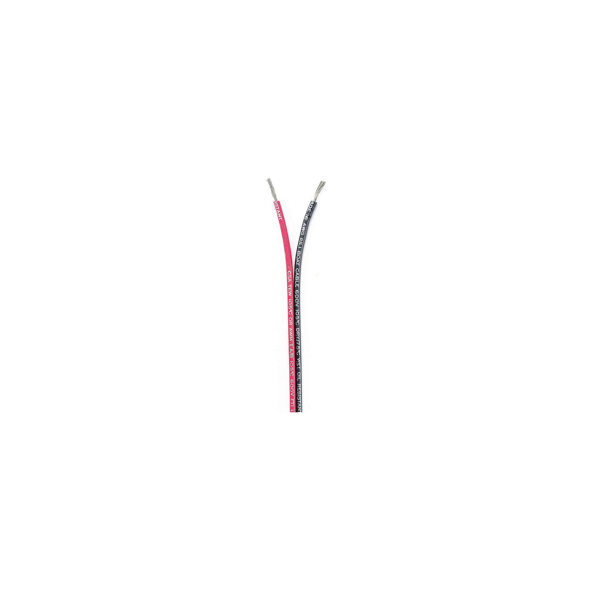 Ancor 153110 Marine Grade™ Tinned Copper White Flat Signal Cable, 16/2 AWG, 100', Black/Red