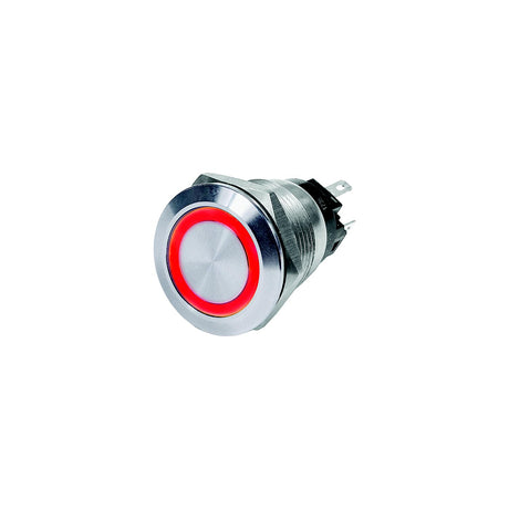 Blue Sea 4162 Push Button LED Ring Switch, Red, Off-On