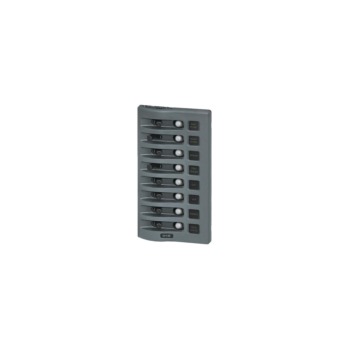 Blue Sea Systems 4378 WeatherDeck 12V DC 8 Position Waterproof Circuit Breaker Panel, Gray