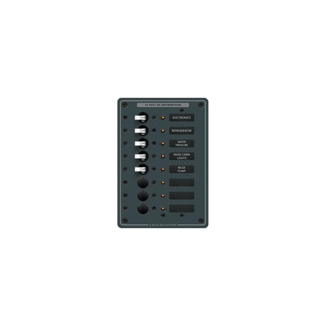 Blue Sea Systems 8023 Traditional Metal DC Circuit Breaker Panel - 8 Positions