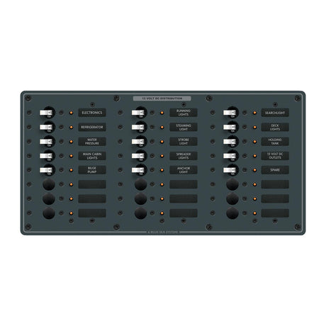 Blue Sea Systems 8264 Traditional Metal DC Circuit Breaker Panel - 24 Positions