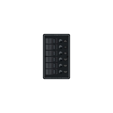Blue Sea Systems 8373 Water Resistant Circuit Breaker Panel 6 Positions-Black