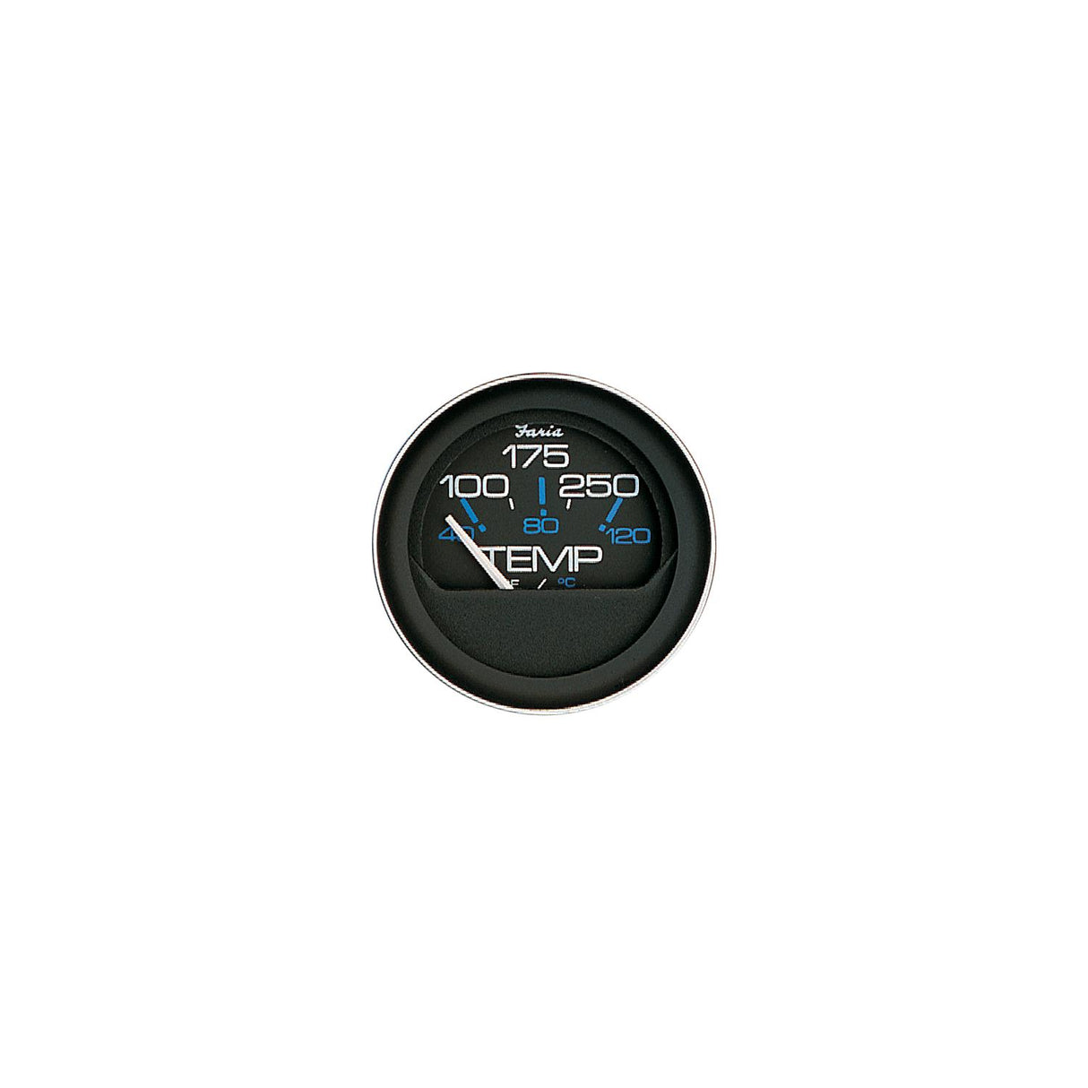 Faria Coral Black 2" Water Temperature Gauge (100-250F)