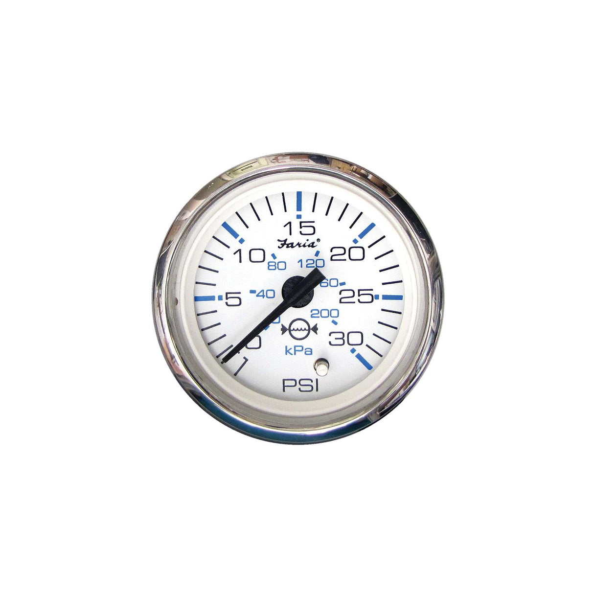 Faria Chesapeake SS White 2" Gauge - Water Pressure Gauge Kit 30 PSI