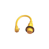 Marinco Standard Pigtail Adapter Dock Side Male 15A 125V Straight Blade With Locking Screw to Female 30A 125V Locking With Sealing Collar System