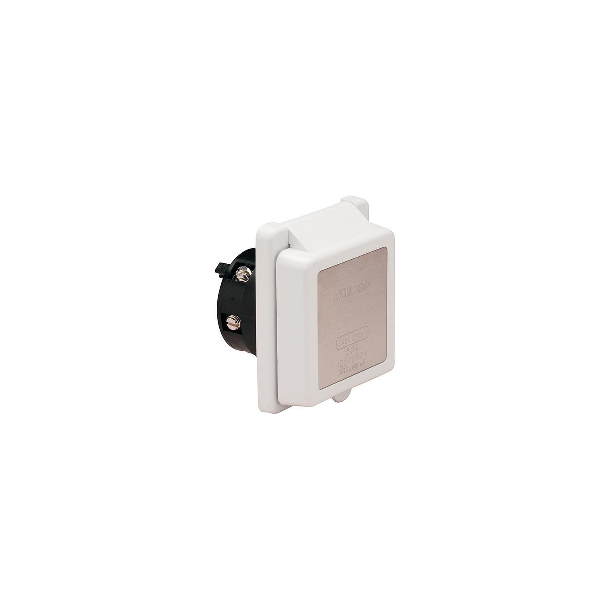 Marinco 50 Amp 125V Power Inlet With Stainless Steel Trim Without Rear Safety Enclosure