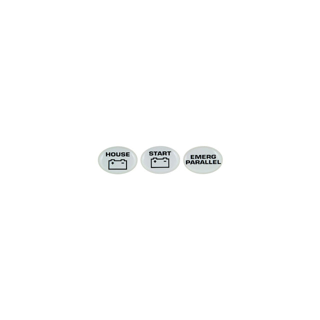 Marinco Set of 3 Battery Switch Labels (Start, Emerg Parallel, House)