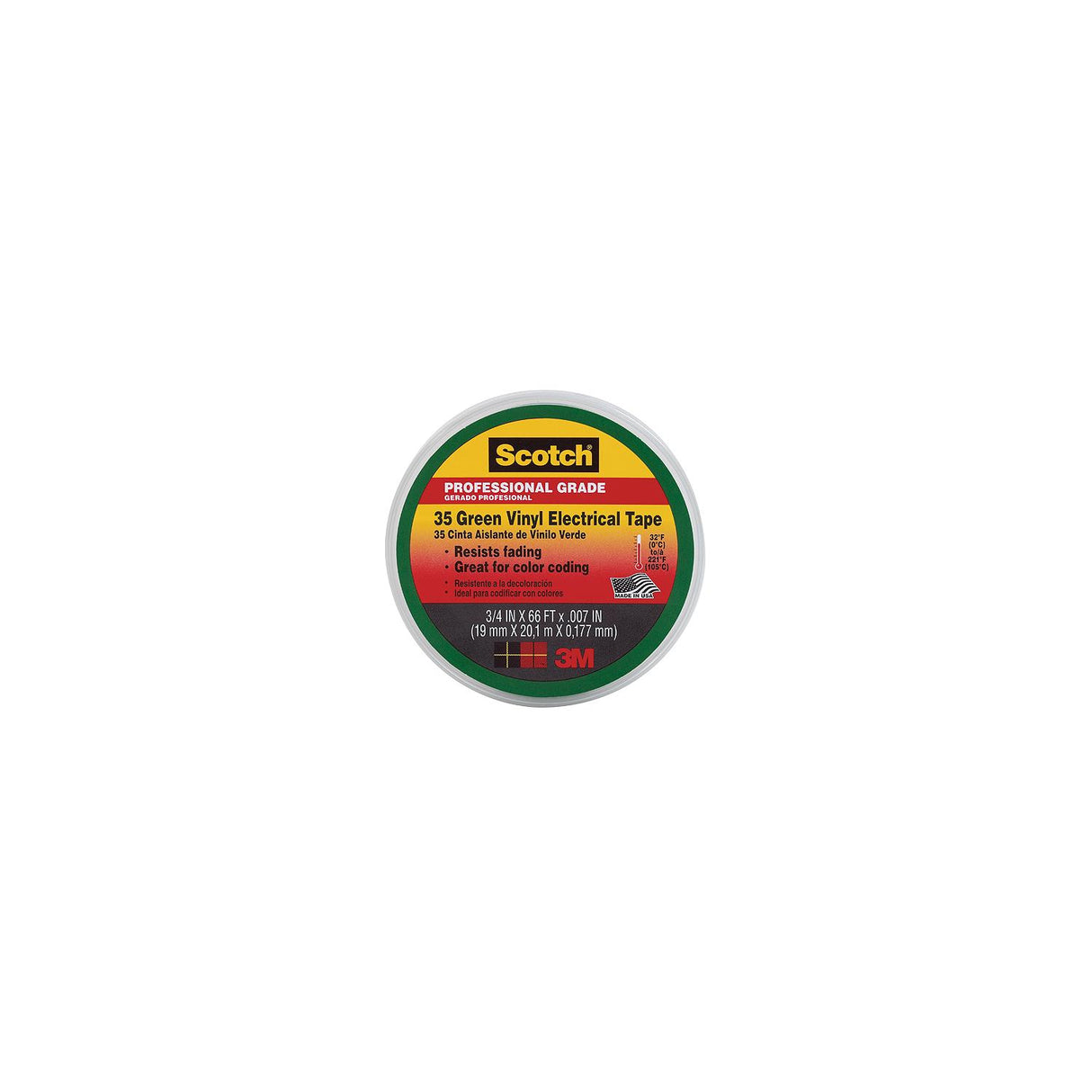 #35 Vinyl Elect Tape 3/4 Green