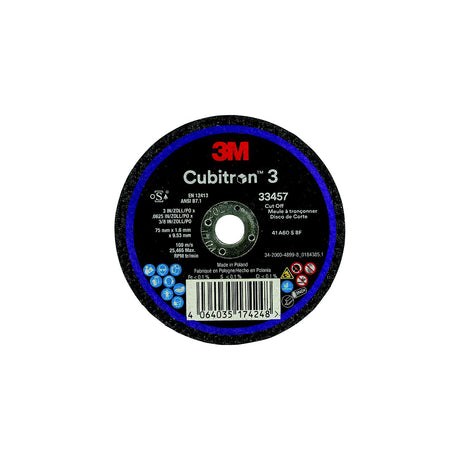 3M 33458 Cubitron™ 3 Cut-Off Wheel, Quantity: 5, 3" x .04" x 3/8"