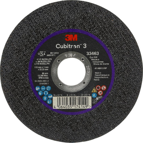 3M 33463 Cubitron™ 3 Cut-Off Wheel,Quantity: 5, 4.5" x 0.04"  x 7/8"